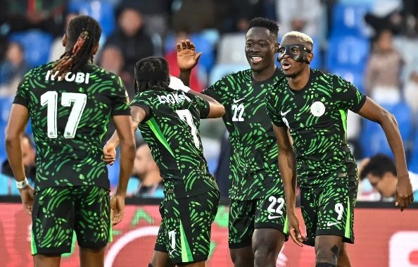 • Nigeria players celebrating their victory over Algeria at the quarter-finals