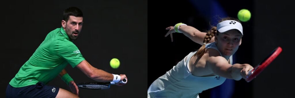 Novak Djokovic (left) with Elena Rybakina