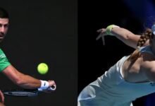 Novak Djokovic (left) with Elena Rybakina