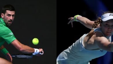 Novak Djokovic (left) with Elena Rybakina