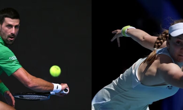 Novak Djokovic (left) with Elena Rybakina