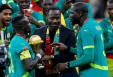 Pape Thiaw (centre) will miss five of Senegal's six 2027 Africa Cup of Nations qualifiers