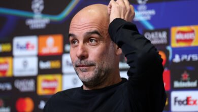 Pep Guardiola with Erling Haaland