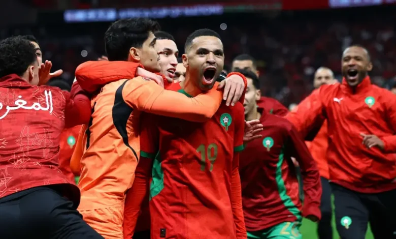 Players of Morocco celebrating their victory