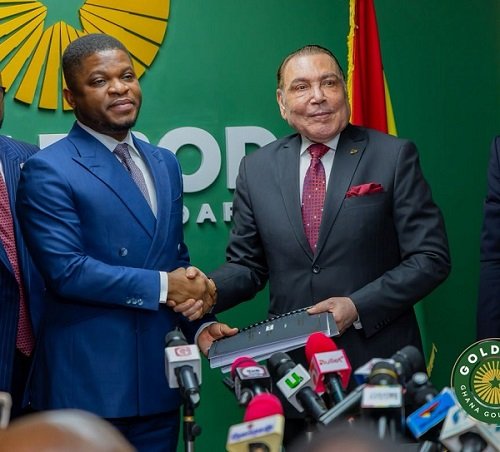Mr Gyamfi (left) exchanging the signed MoU with Dr Deraz