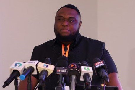 Mr Oteng (inset) speaking at the programme