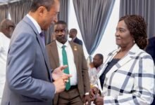 Professor Opoku-Agyemang interacting with an official from IMF