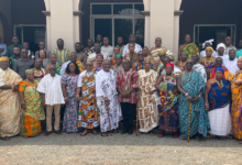 • Mr Ahmed Ibrahim (seventh from right),King Prof. Odaifio Welentsi III (eighth from right) with members of the committee