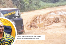 The bad nature of the road. Inset: Nana NteboaPra IV