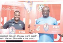 • President Simeon-Okraku (right) together with Madam Sibandda at the launch