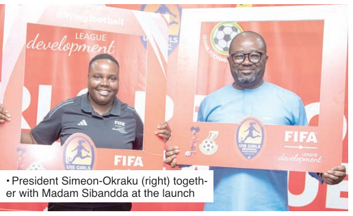 • President Simeon-Okraku (right) together with Madam Sibandda at the launch
