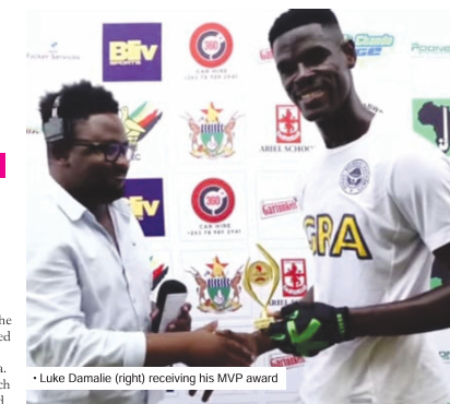 • Luke Damalie (right) receiving his MVP award