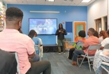 Mr Hanson (infront) engaging participants on arts