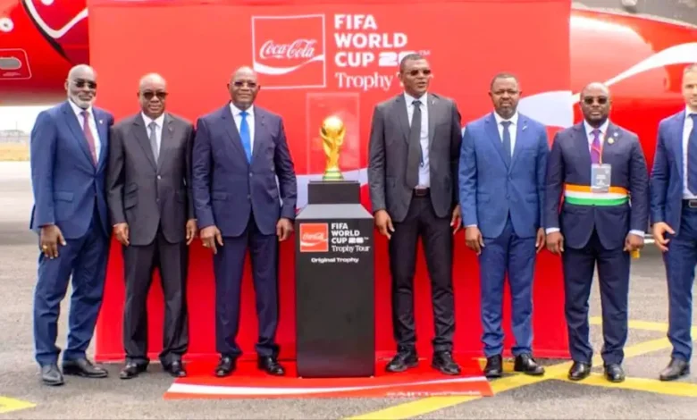 • Marcel Desailly (fourth right) together with other officials at the at the Félix Houphouët-Boigny International Airpor
