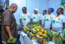 President Mahama inspecting some fruits on exhibition
