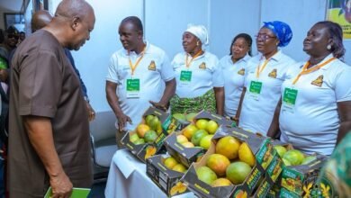 President Mahama inspecting some fruits on exhibition
