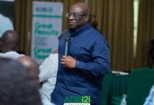 • Mr Ato Sarpong (inset) addressing the participants