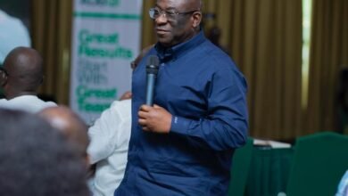 • Mr Ato Sarpong (inset) addressing the participants