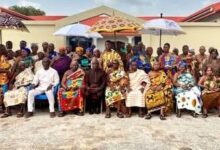 Mr Ibrahim with the Bono Regional Houise of Chiefs after the programme