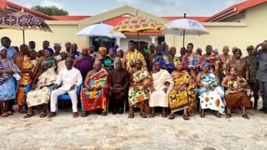 Mr Ibrahim with the Bono Regional Houise of Chiefs after the programme