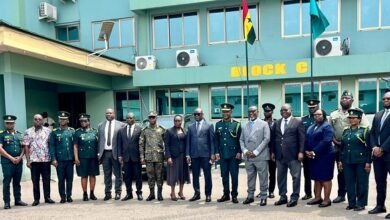 Justice Paul Baffoe-Bonnie (fifth from right) and Mr Samuel Basintale Amadu (sixth from right) and other Senior Officers Members of GIS and Justices of the Supreme Court