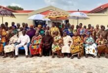 • Mr Ahmed Ibrahim (seated fourth from left) with the chiefs and queenmothers after the meeting
