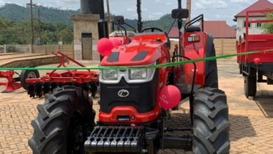 One of the tractors on display