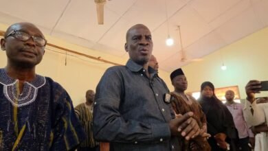 Mr Haruna Iddrisu (inset) addressing the students during his visit to the school