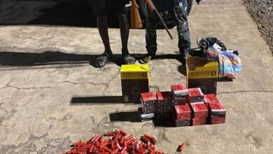 The two suspects with the gun and the ammunitions