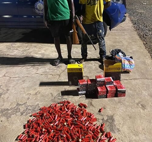 The two suspects with the gun and the ammunitions