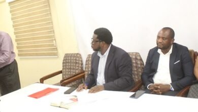 Mr Victus Dzah (left) addressing the press yesterday Photo: Ebo Gorman