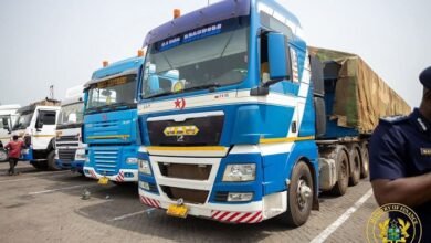 The impounded trucks.