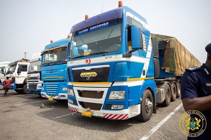 The impounded trucks.