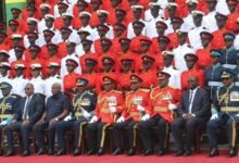 President John Dramani Mahama (seated first from right) with dignitaries and the newly Commissioned Officers