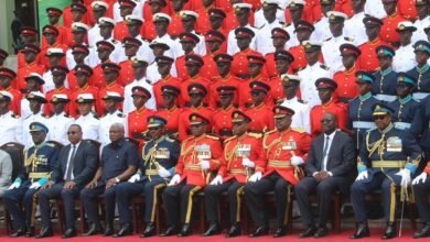 President John Dramani Mahama (seated first from right) with dignitaries and the newly Commissioned Officers