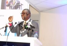 • Mr Ludwig Annang Hesse (inset) delivering his address. Photo: Ebo Gorman