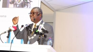 • Mr Ludwig Annang Hesse (inset) delivering his address. Photo: Ebo Gorman