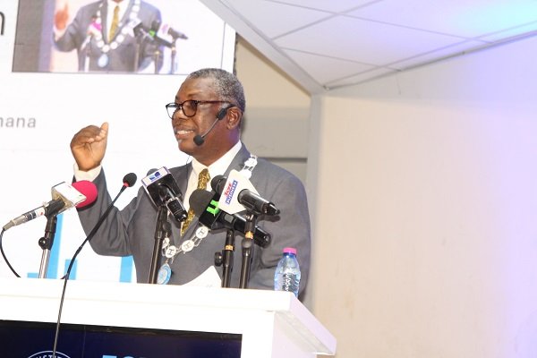 • Mr Ludwig Annang Hesse (inset) delivering his address. Photo: Ebo Gorman