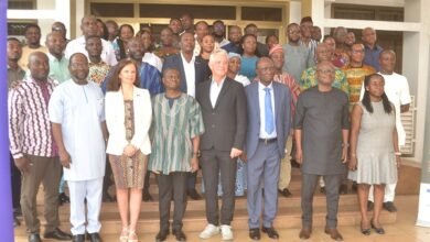 • Mr Solomon A. Sowah (third from right) with Mr Kwabena Donkor (sixth from left) and other participants during the programme Photo: Victor A. Buxton