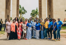 • Some tourists at the Black Star Square
