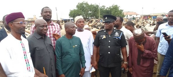 Mr Opoku (second from left) at the the Cattle market