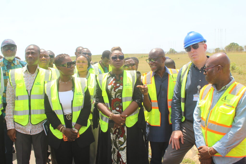 Ms Dorcas Affo-Toffey (third from left) and Mrs Yvonne Nana Afriyie Opare being briefed on the Ghana Airport Company ongoing project during their visit Photo:.Ebo Gorman