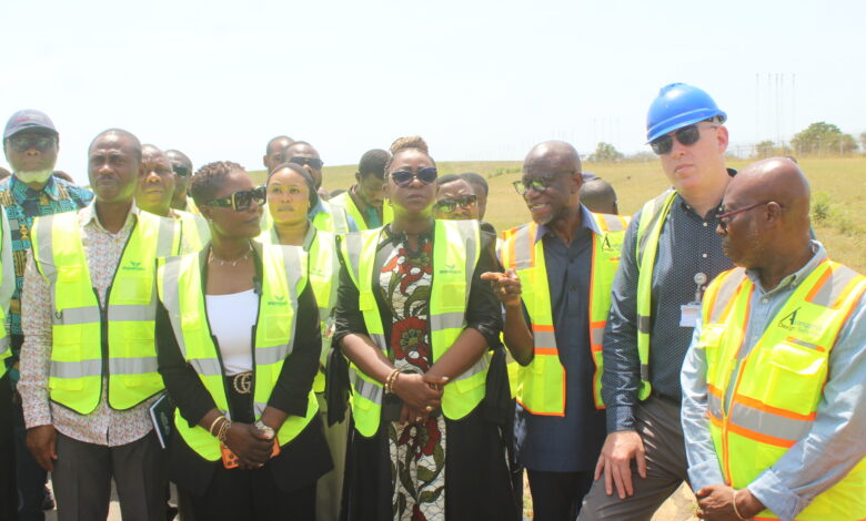 Ms Dorcas Affo-Toffey (third from left) and Mrs Yvonne Nana Afriyie Opare being briefed on the Ghana Airport Company ongoing project during their visit Photo:.Ebo Gorman