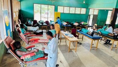 Students donating blood
