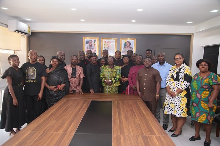 • Ms Gomashie (middle) with the family of the late musician