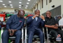 Mr Afenyo-Markin (middle) interacting with dignitaries at the event