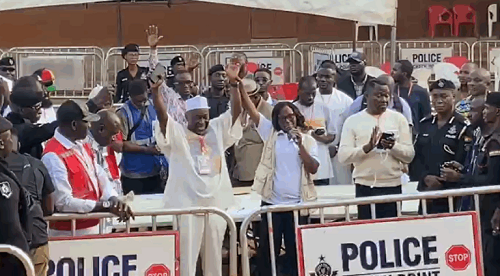 • Mr Baba Jamal (left) being declared winner by the EC official after the parliamentary primaries election