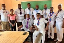 Mr Hilary Yaw Awusie (seated left) with Mr Andrew Botchwey (seated right) with some national executives of SGF-Gh and GSA