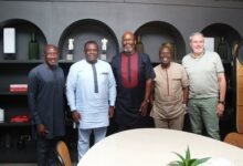 Mr Samuel Nartey George (second from left with Mr Mupita, Dr. Ishmael Yamson, Ebenezer Asante and Mr Blewett