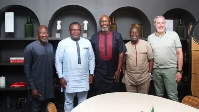 Mr Samuel Nartey George (second from left with Mr Mupita, Dr. Ishmael Yamson, Ebenezer Asante and Mr Blewett